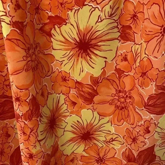 Vintage Koret Dress Woman Size‎ 24W Burnt Orange with Floral Skirt - Picture 14 of 14